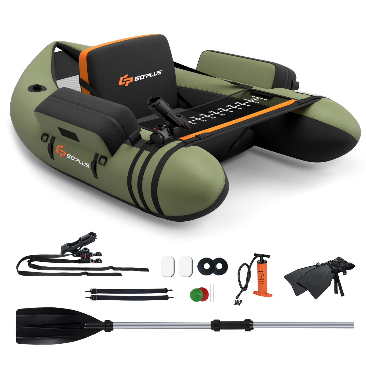 Inflatable Fishing Float Tube, With Storage Pockets And Fish Ruler, Green Surfing at Gallery Canada