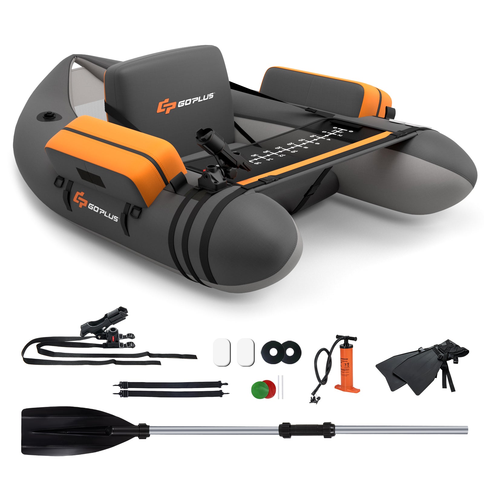 Inflatable Fishing Float Tube, With Fish Ruler And Pump Storage Pockets, Gray Surfing at Gallery Canada