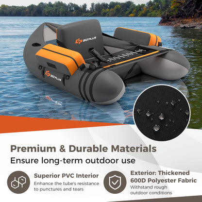 Inflatable Fishing Float Tube, With Fish Ruler And Pump Storage Pockets, Gray Surfing at Gallery Canada