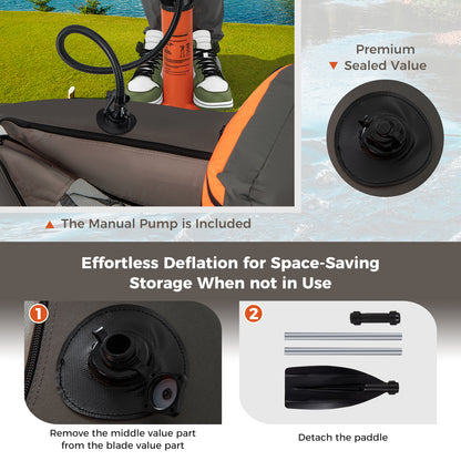 Inflatable Fishing Float Tube, With Fish Ruler And Pump Storage Pockets, Gray Surfing at Gallery Canada