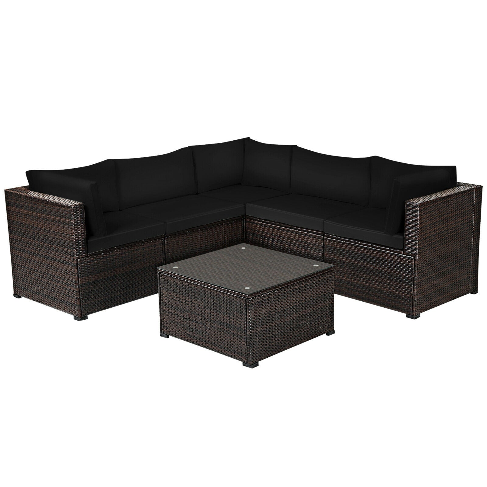 6-Piece Patio Sofa Set With Cushions, Outdoor, Black Outdoor Sectionals Black at Gallery Canada