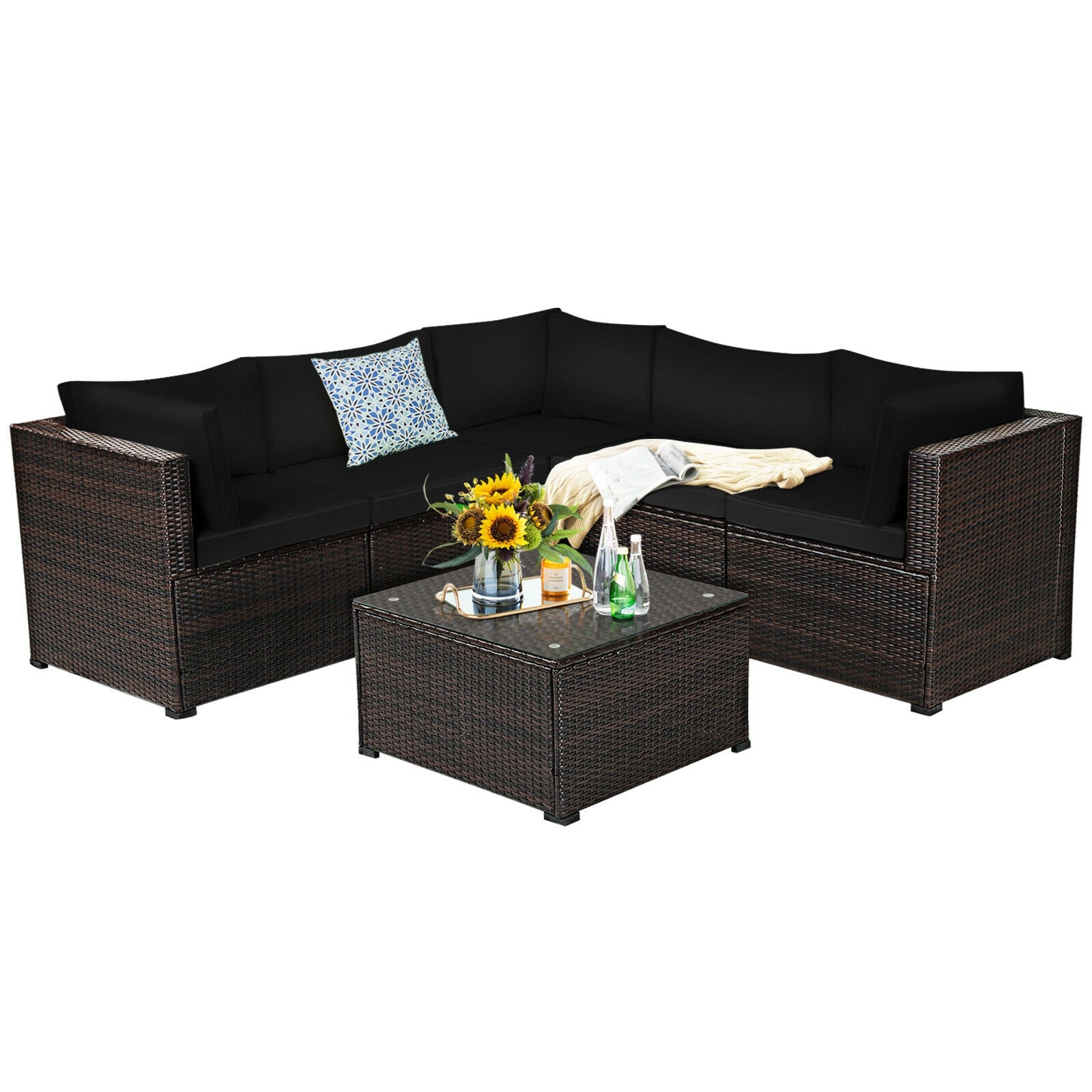 6-Piece Patio Sofa Set With Cushions, Outdoor, Black Outdoor Sectionals at Gallery Canada