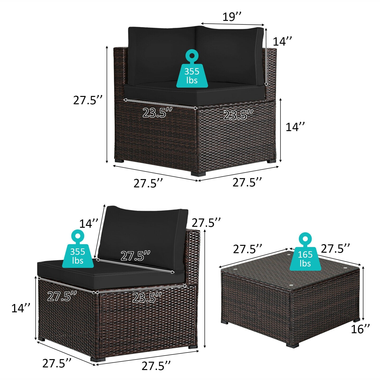 6-Piece Patio Sofa Set With Cushions, Outdoor, Black Outdoor Sectionals at Gallery Canada