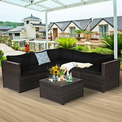 6-Piece Patio Sofa Set With Cushions, Outdoor, Black Outdoor Sectionals at Gallery Canada
