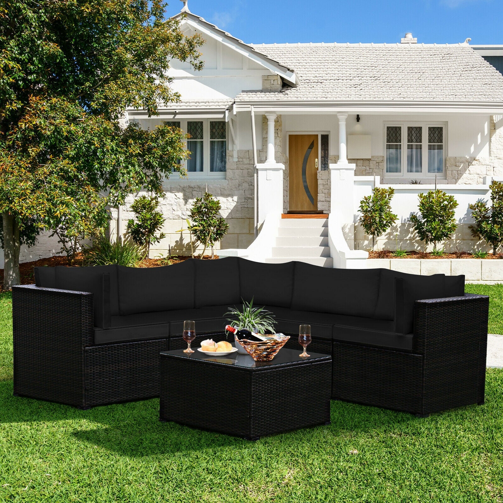 6-Piece Patio Sofa Set With Cushions, Outdoor, Black Outdoor Sectionals at Gallery Canada