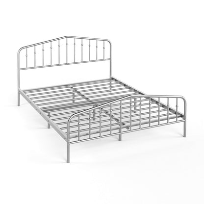 Queen Size Metal Bed Frame, Platform Headboard, Footboard, Storage, Silver Simple Bed Frame at Gallery Canada
