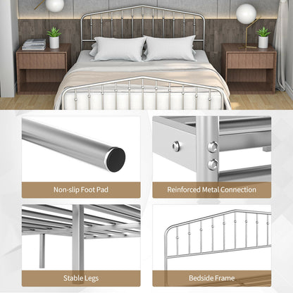 Queen Size Metal Bed Frame, Platform Headboard, Footboard, Storage, Silver Simple Bed Frame at Gallery Canada