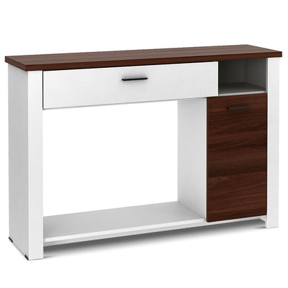 48 Inch Console Table, With Drawer And Cabinet, Brown White Console Tables at Gallery Canada