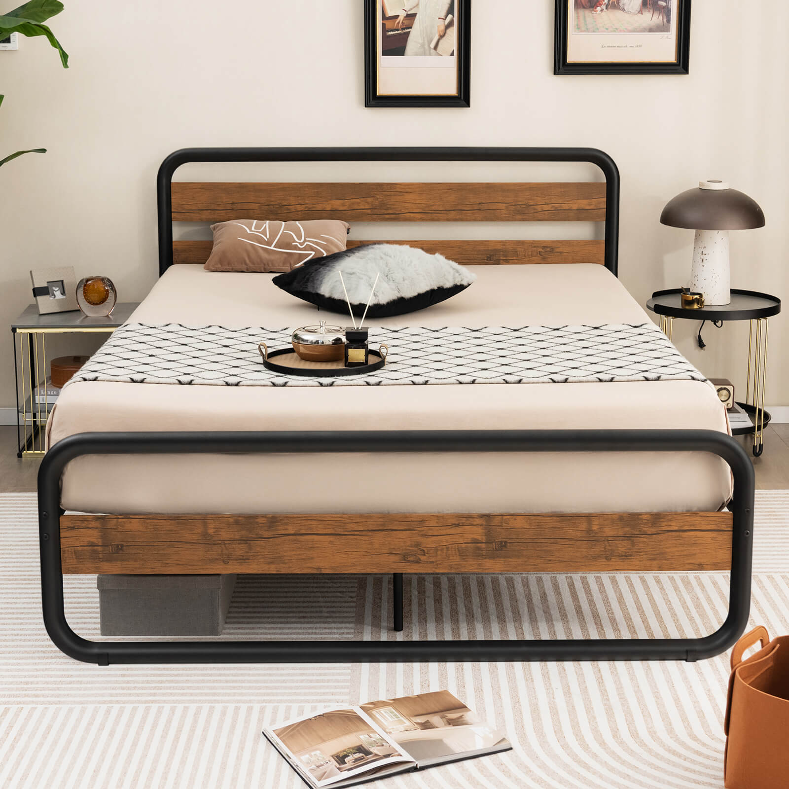 Arc Platform Bed With Headboard, Footboard, Queen Size, Black Simple Bed Frame at Gallery Canada