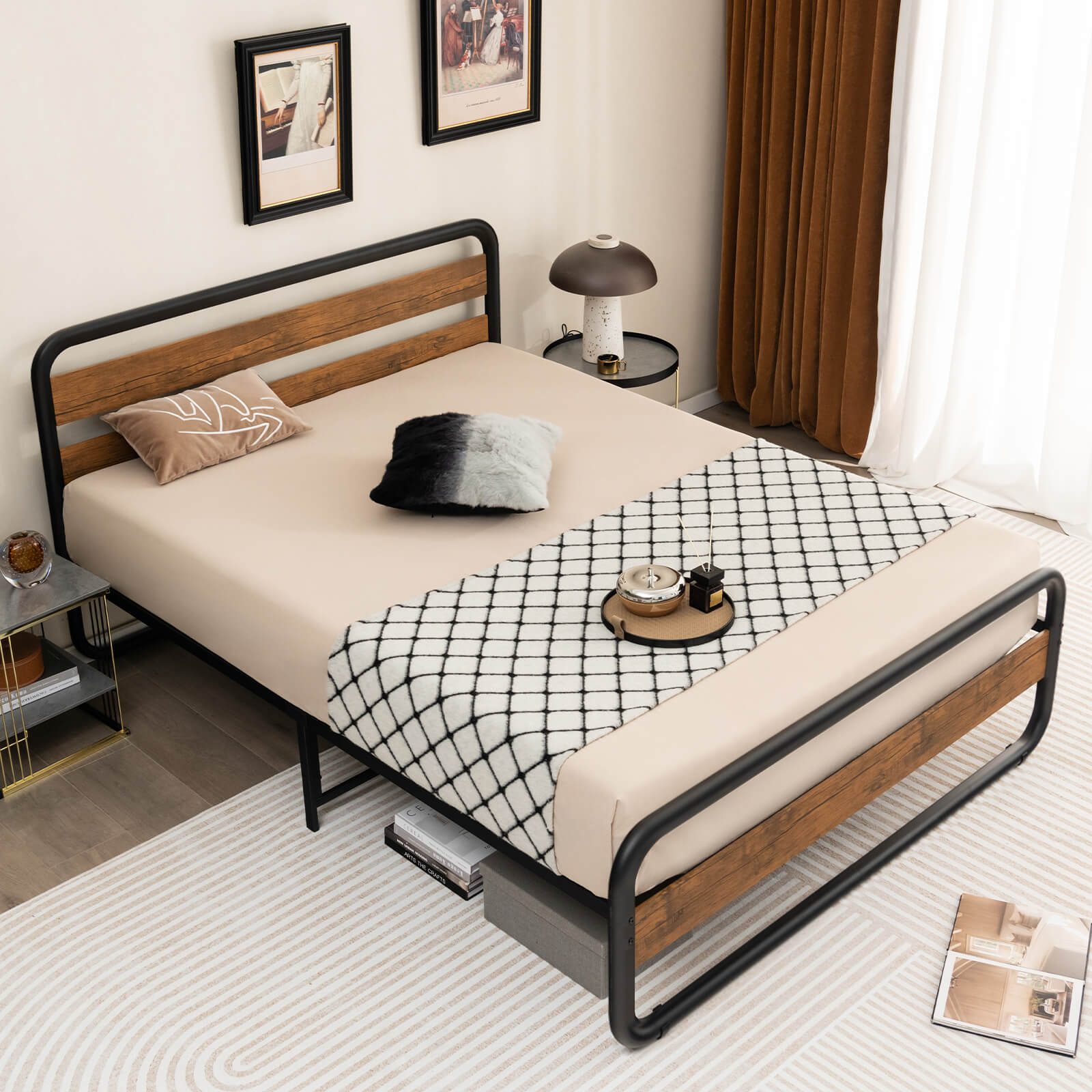 Arc Platform Bed With Headboard, Footboard, Queen Size, Black Simple Bed Frame at Gallery Canada