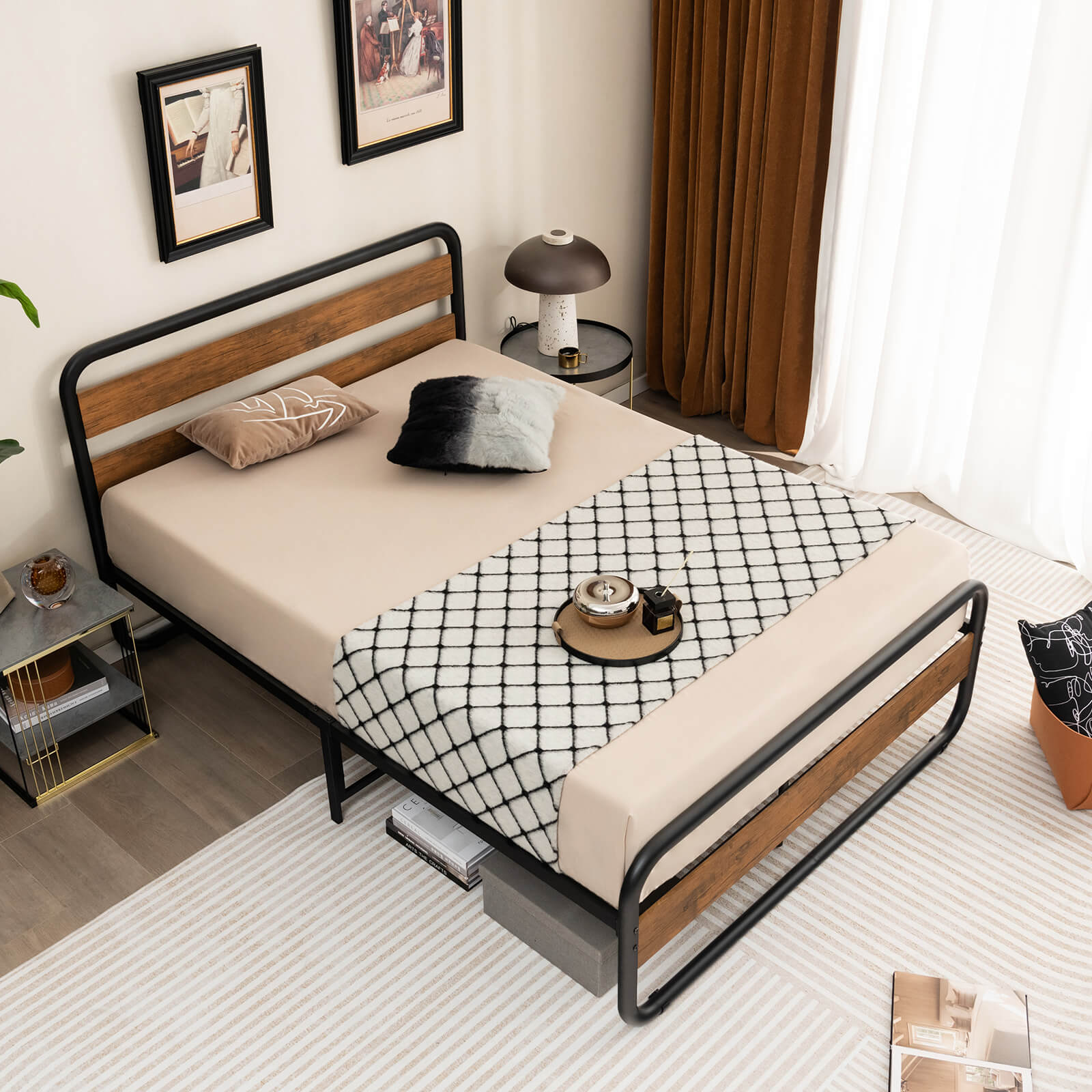 Arc Platform Bed With Headboard, Footboard, Full Size, Black Simple Bed Frame at Gallery Canada