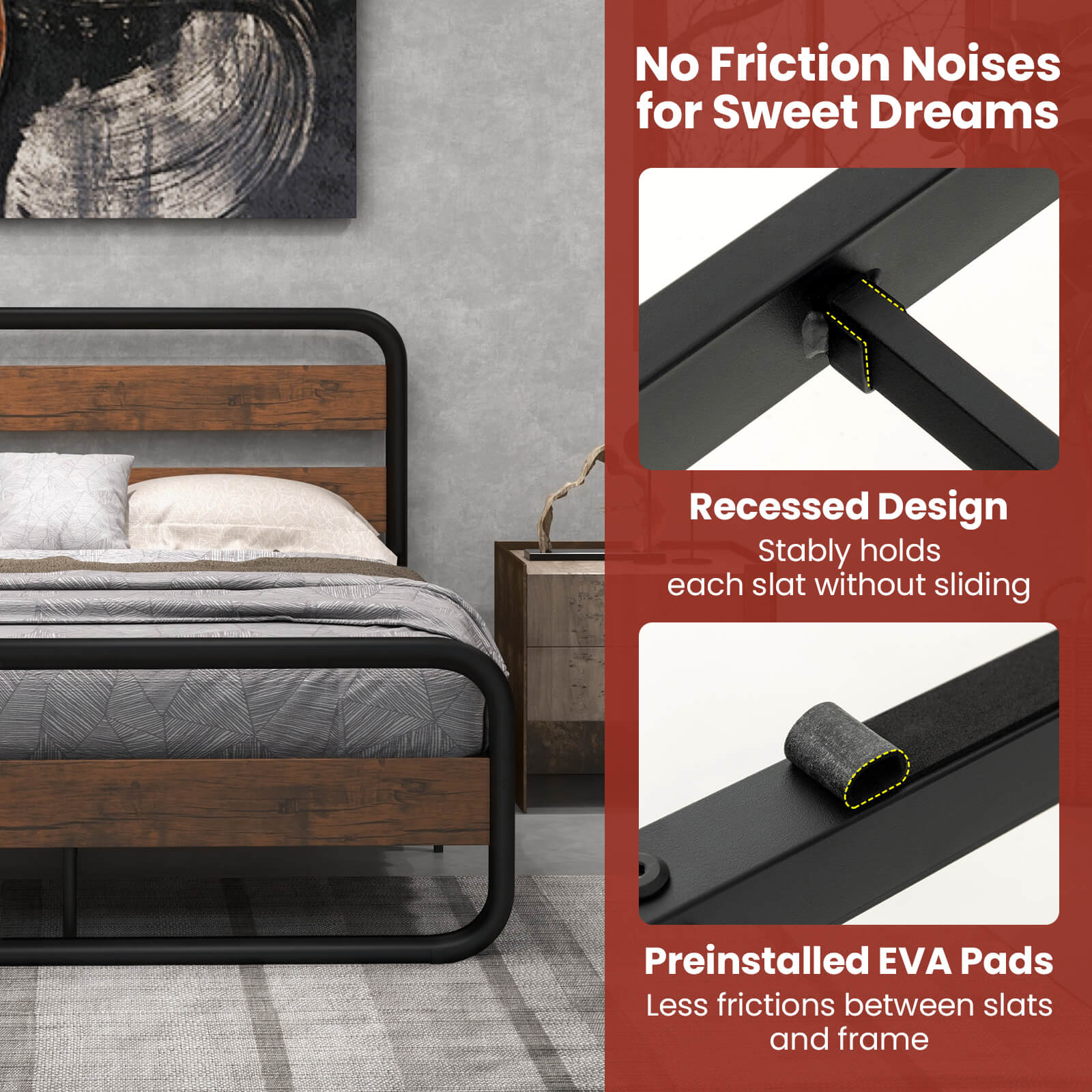 Arc Platform Bed With Headboard, Footboard, Full Size, Black Simple Bed Frame at Gallery Canada
