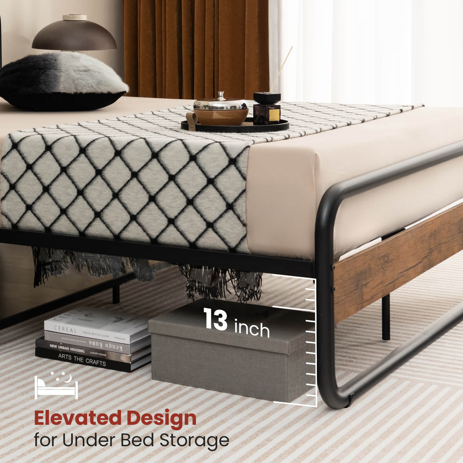 Arc Platform Bed With Headboard, Footboard, Full Size, Black Simple Bed Frame at Gallery Canada