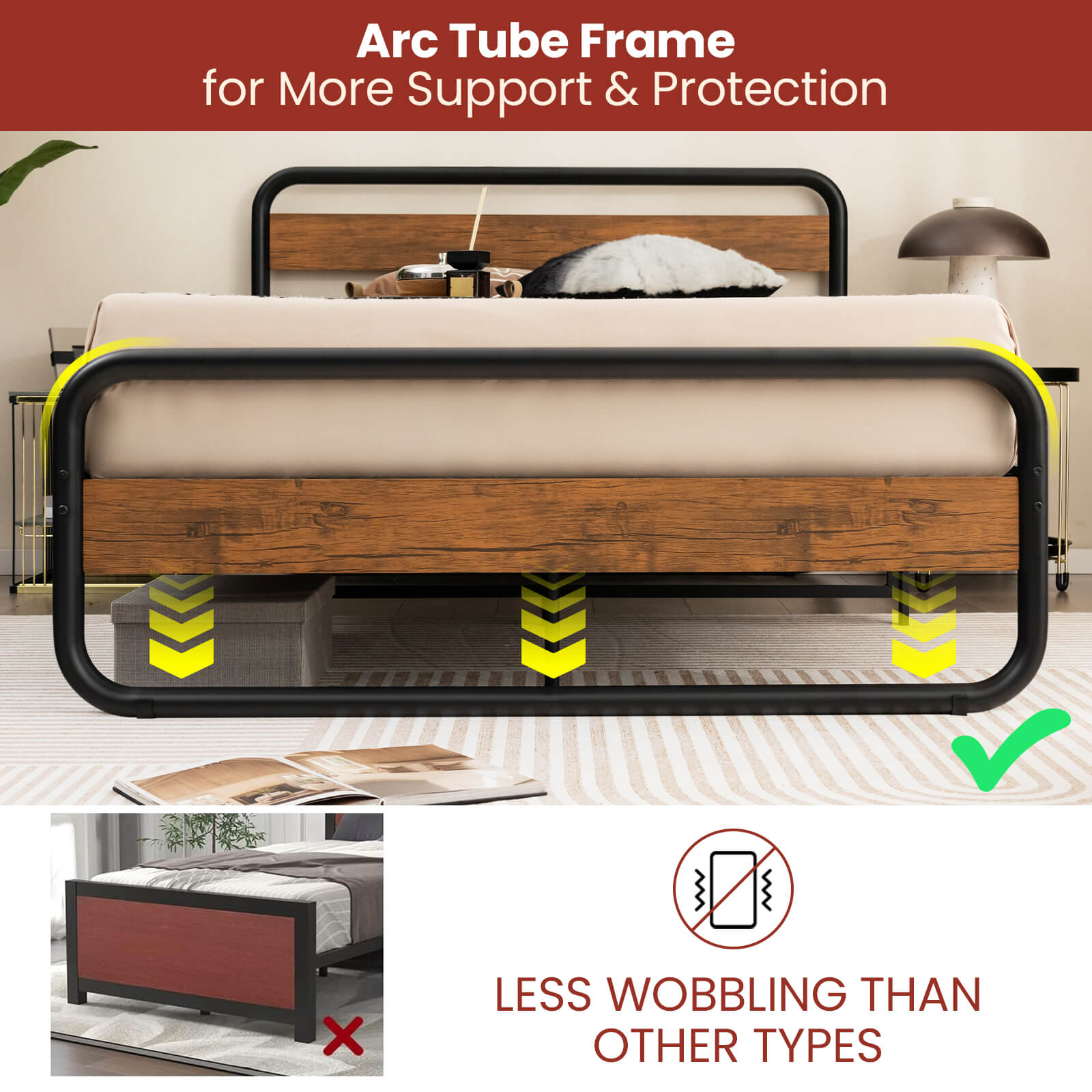 Arc Platform Bed With Headboard, Footboard, Full Size, Black Simple Bed Frame at Gallery Canada