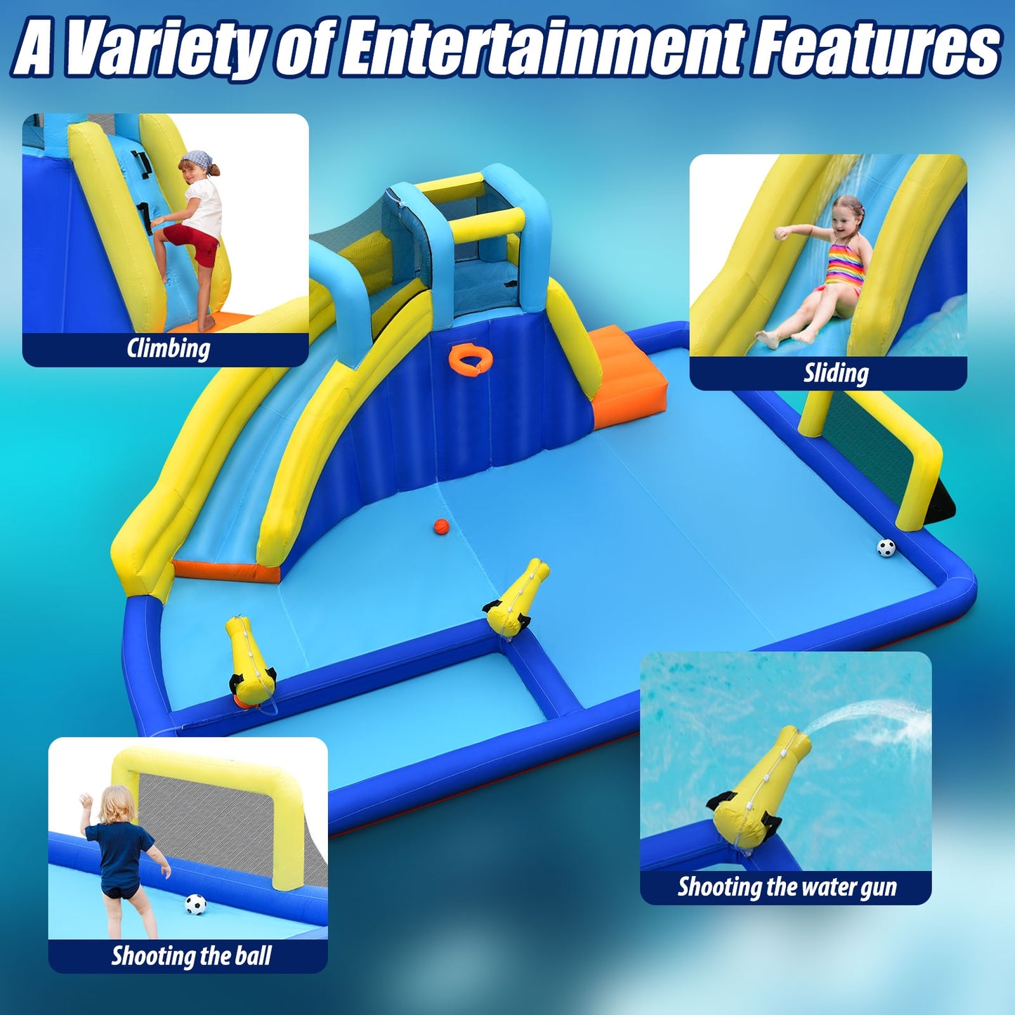 6-In-1 Inflatable Water Slide Jumping House Without Blower Bounce House at Gallery Canada