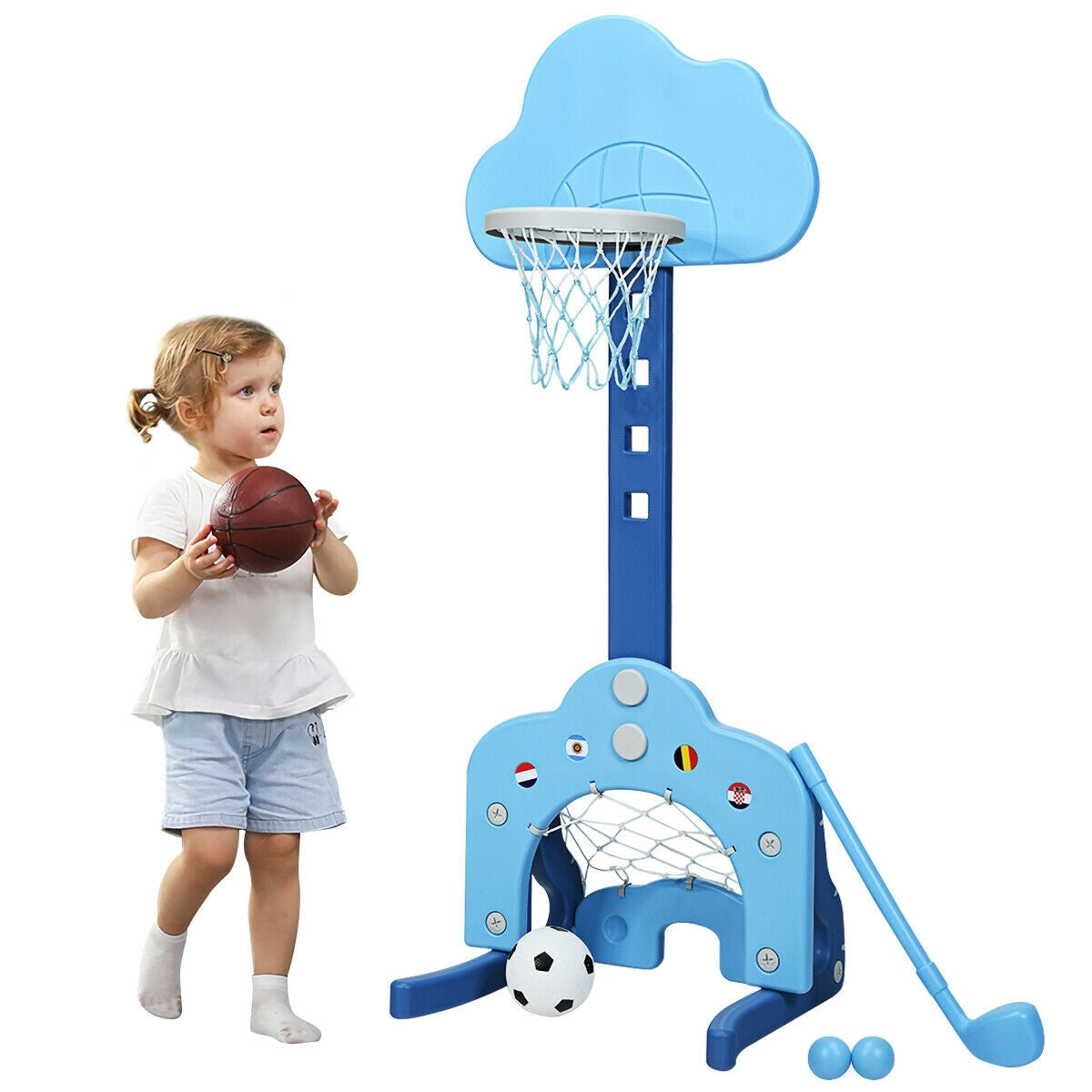 3-In-1 Kids Basketball Hoop Set, Blue Toy Sports at Gallery Canada