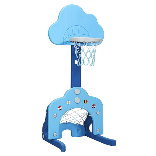 3-In-1 Kids Basketball Hoop Set, Blue