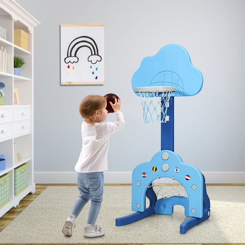 3-In-1 Kids Basketball Hoop Set, Blue