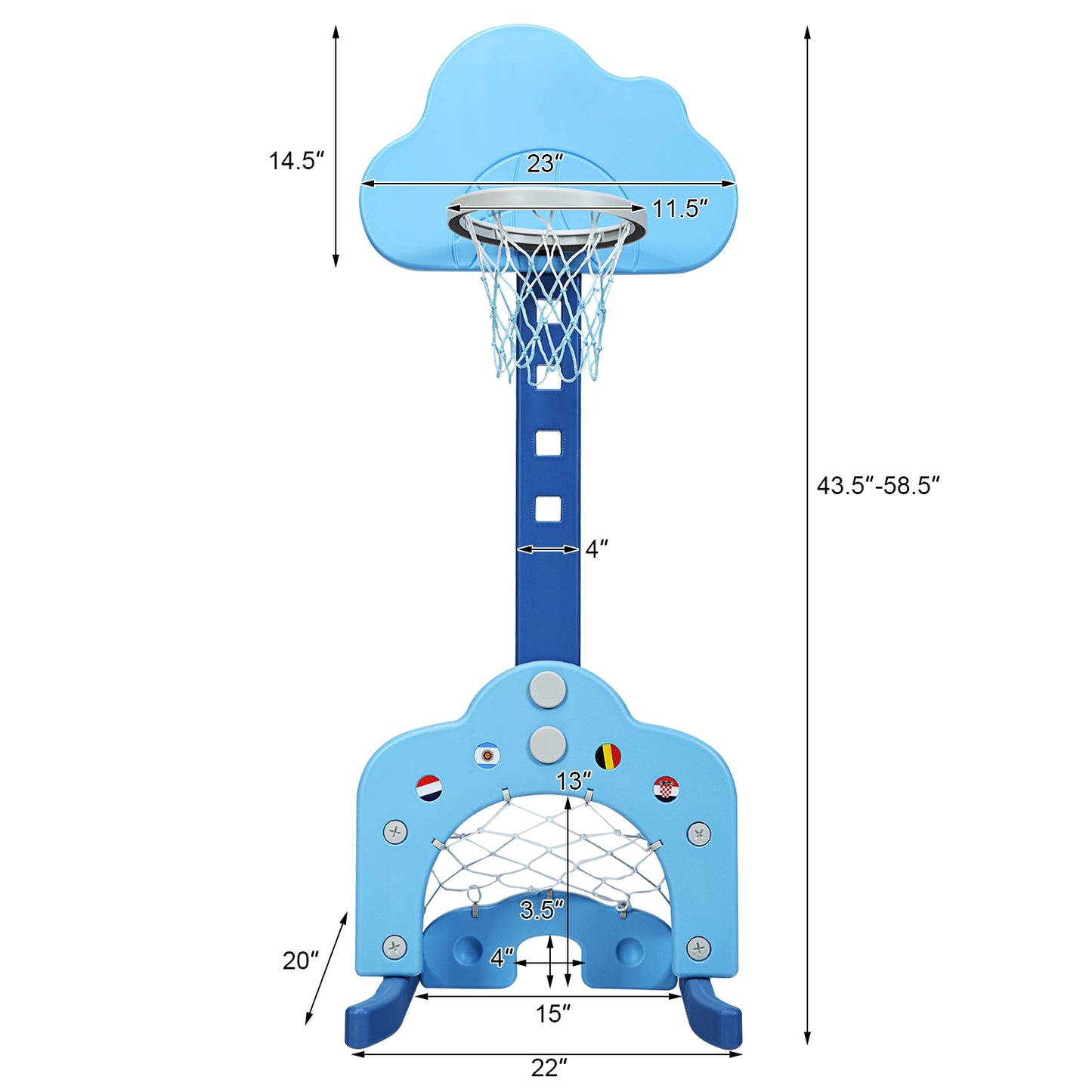 3-In-1 Kids Basketball Hoop Set, Blue Toy Sports at Gallery Canada