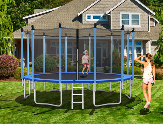 Outdoor Trampoline With Safety Net, 16 ft, Blue Trampolines Blue at Gallery Canada