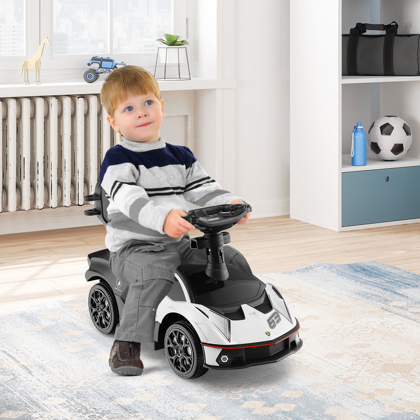 3-In-1 Ride On Push Car With Handle Guardrail, White Push & Pedal Ride On Toys at Gallery Canada