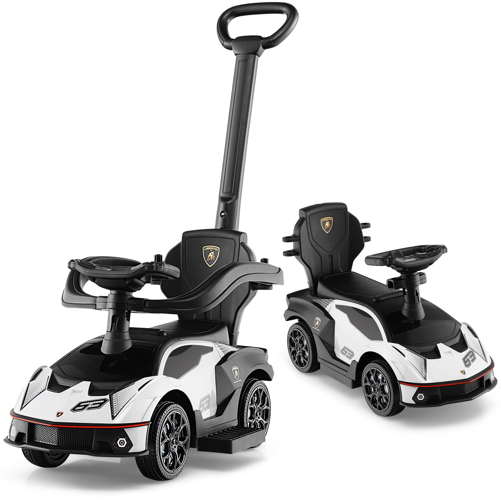 3-In-1 Ride On Push Car With Handle Guardrail, White Push & Pedal Ride On Toys at Gallery Canada