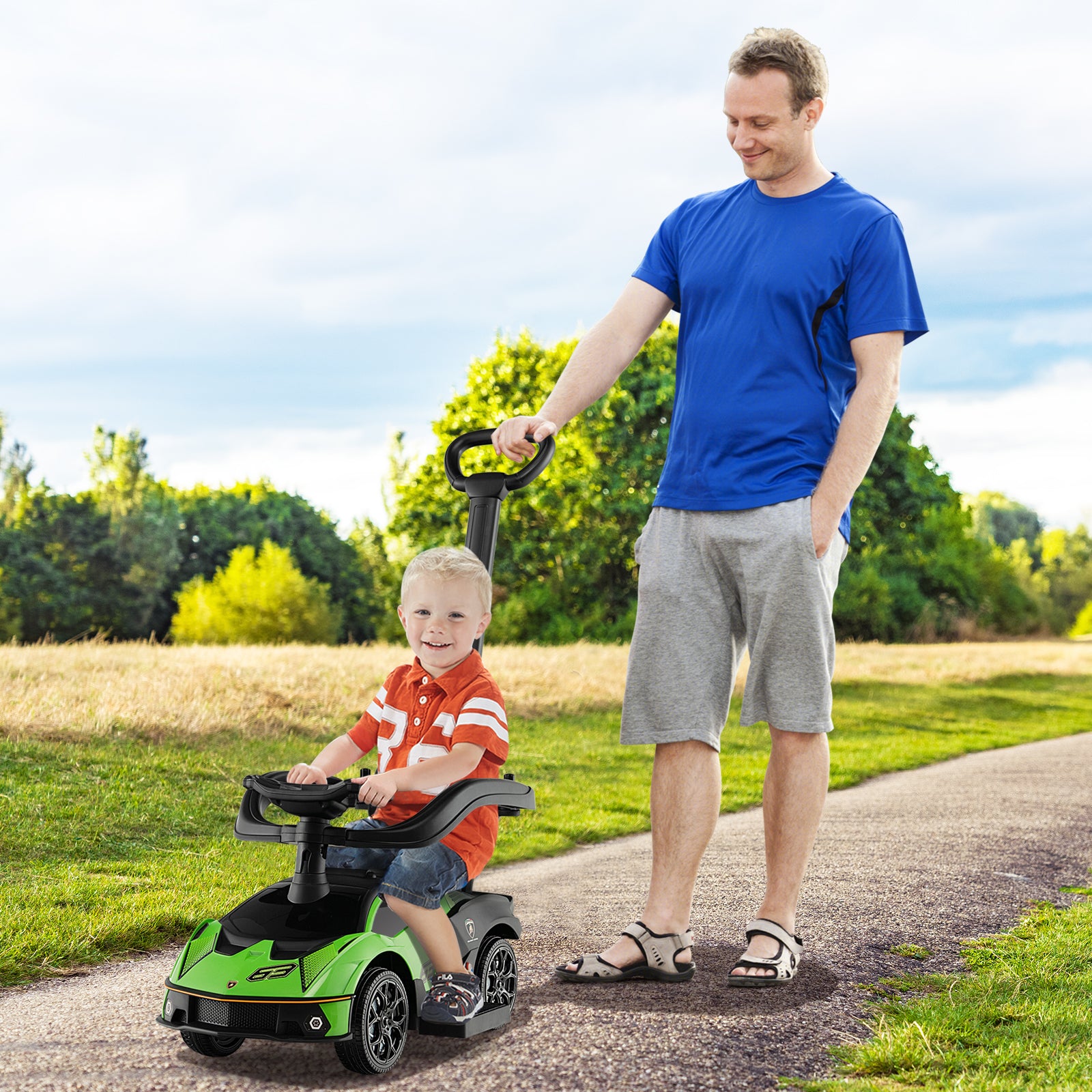 3-in-1 Licensed Ride On Push Car, Green Push & Pedal Ride On Toys at Gallery Canada