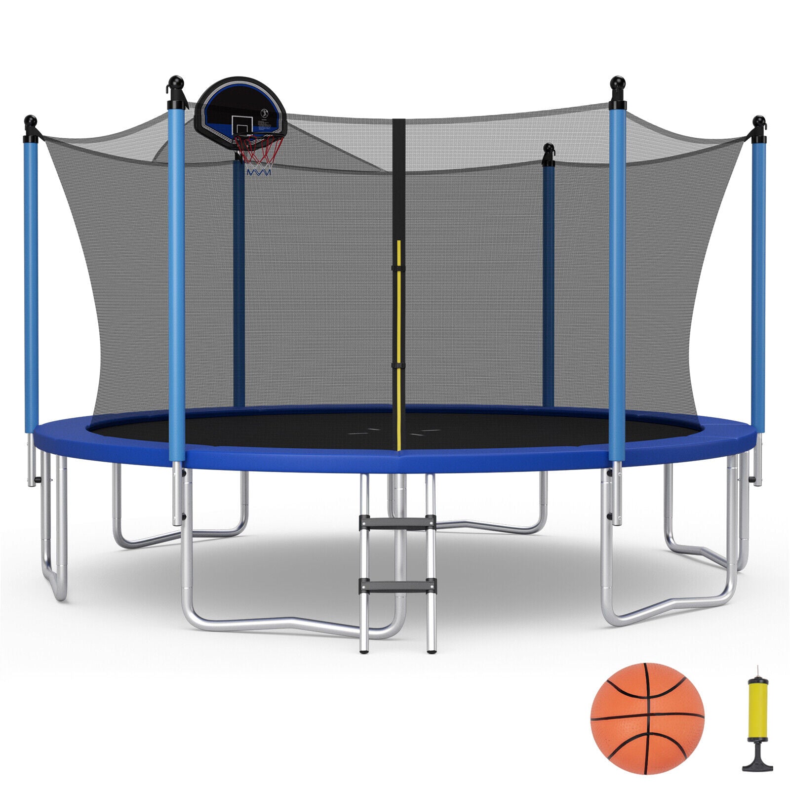 Outdoor Trampoline With Ladder, Enclosure Net, 14 ft, Black Trampolines at Gallery Canada