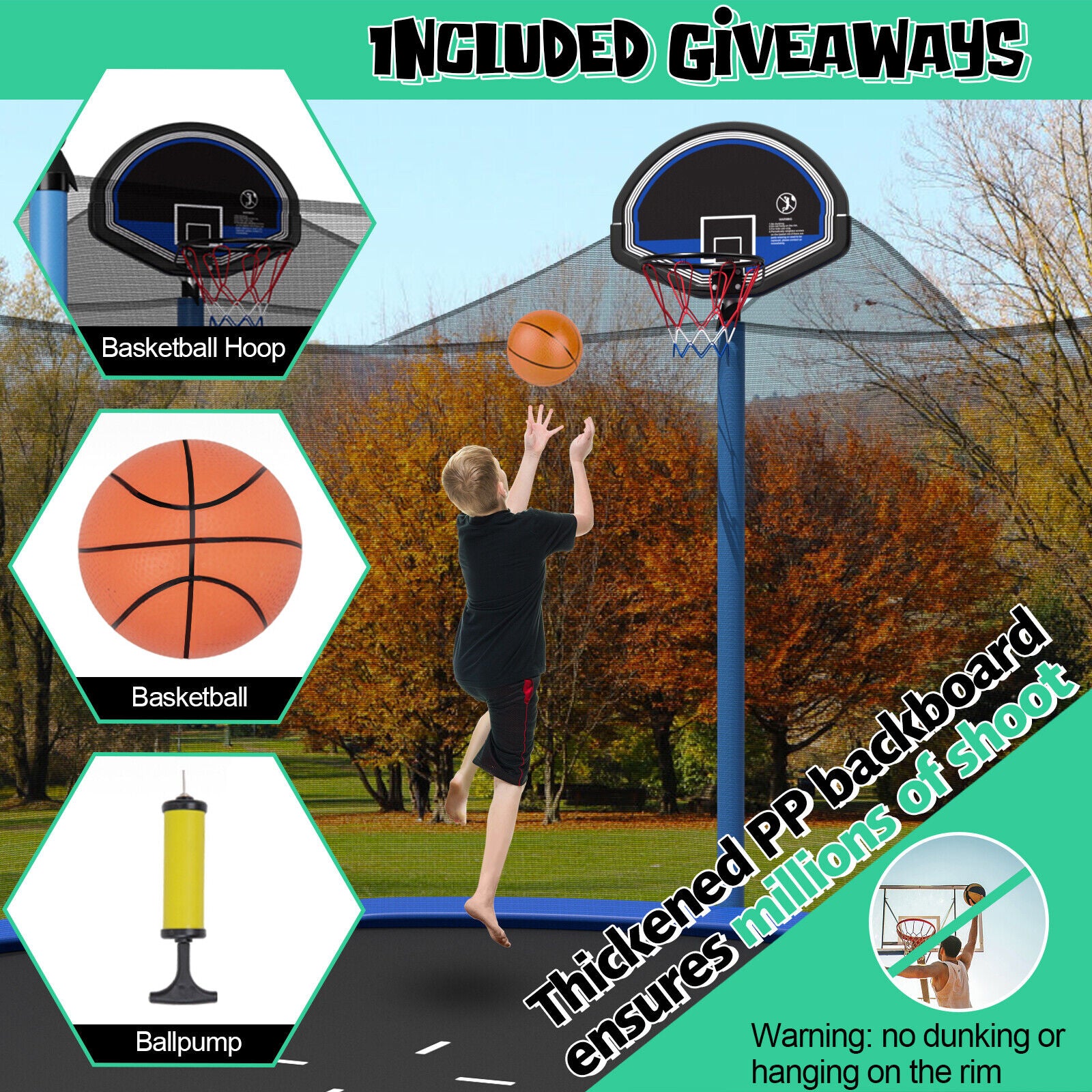 Outdoor Trampoline With Ladder, Enclosure Net, 14 ft, Black Trampolines at Gallery Canada