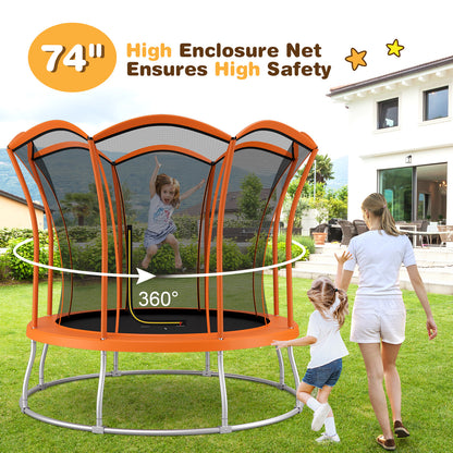 8 Feet Flower Shape Trampoline With Enclosure Net, Orange Trampolines at Gallery Canada