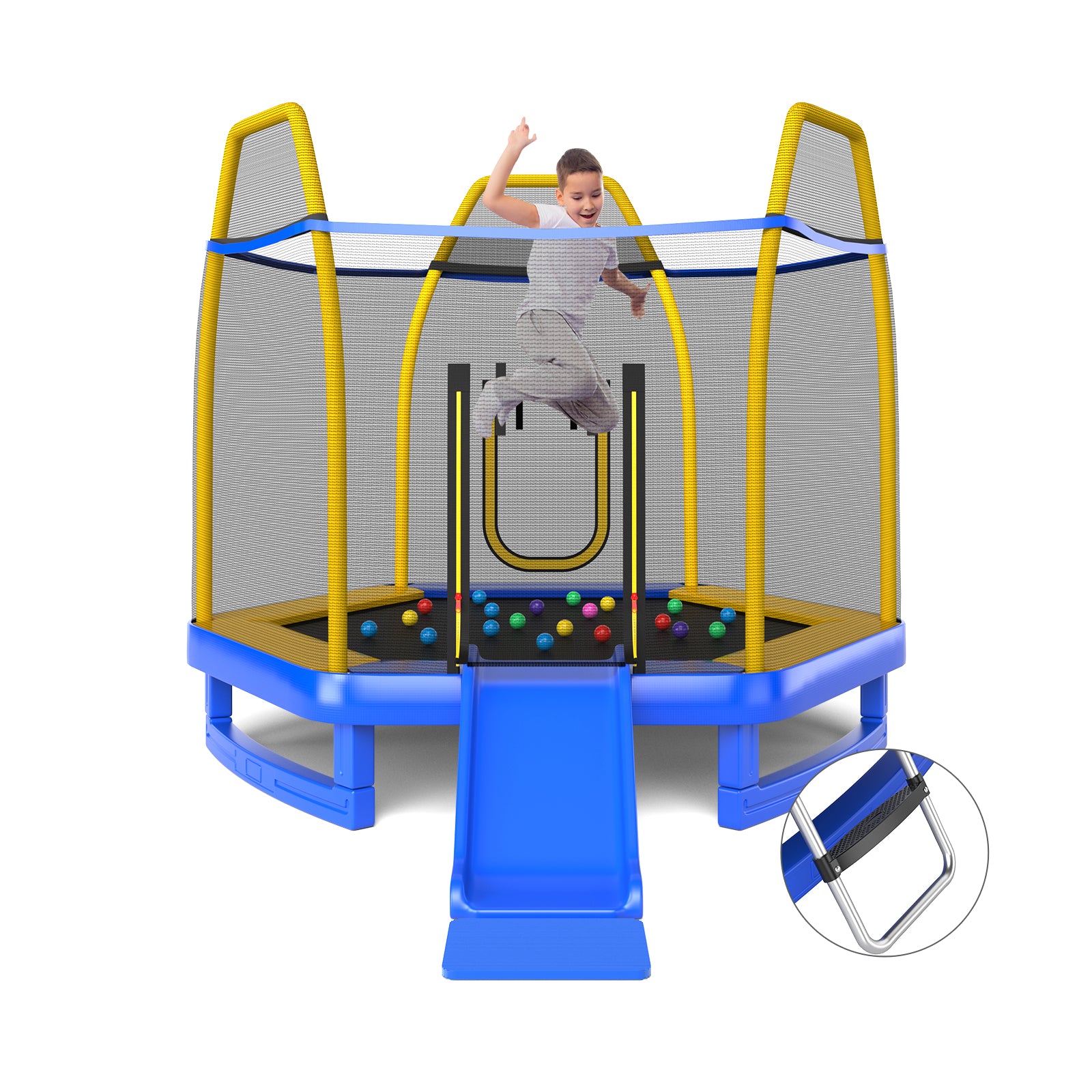 7 Feet Trampoline With Ladder And Slide, Blue Trampolines at Gallery Canada