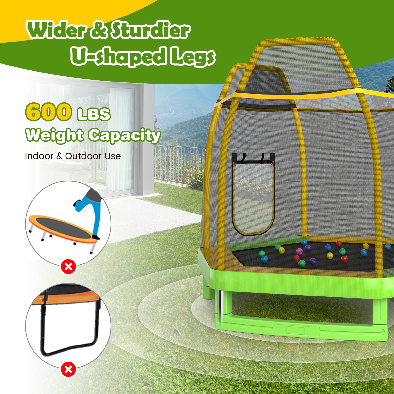 7 Feet Trampoline With Ladder And Slide, Indoor Outdoor, Green Trampolines at Gallery Canada
