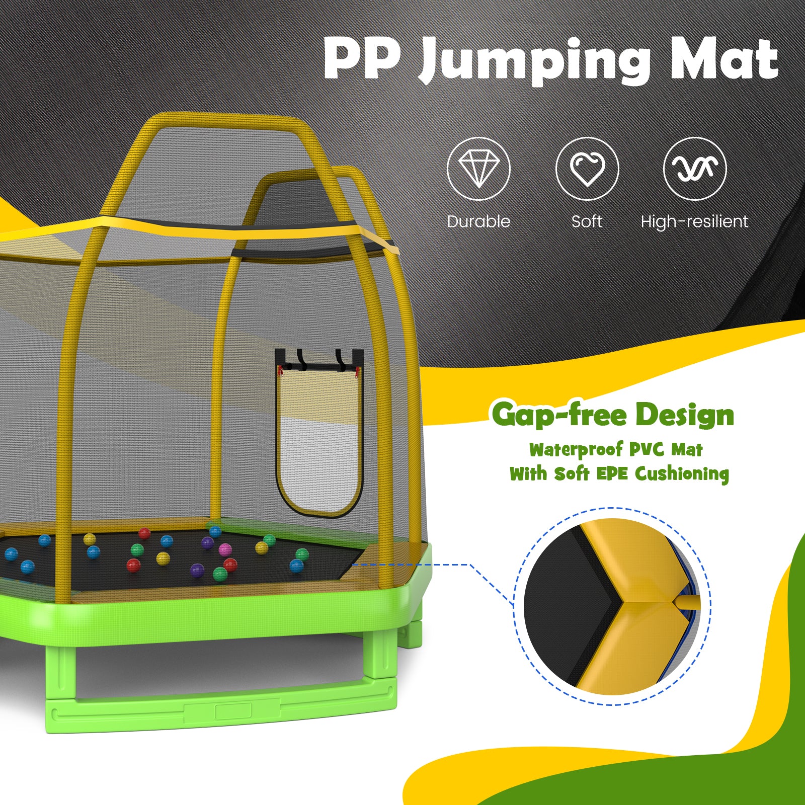 7 Feet Trampoline With Ladder And Slide, Indoor Outdoor, Green Trampolines at Gallery Canada