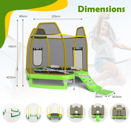7 Feet Trampoline With Ladder And Slide, Indoor Outdoor, Green Trampolines at Gallery Canada