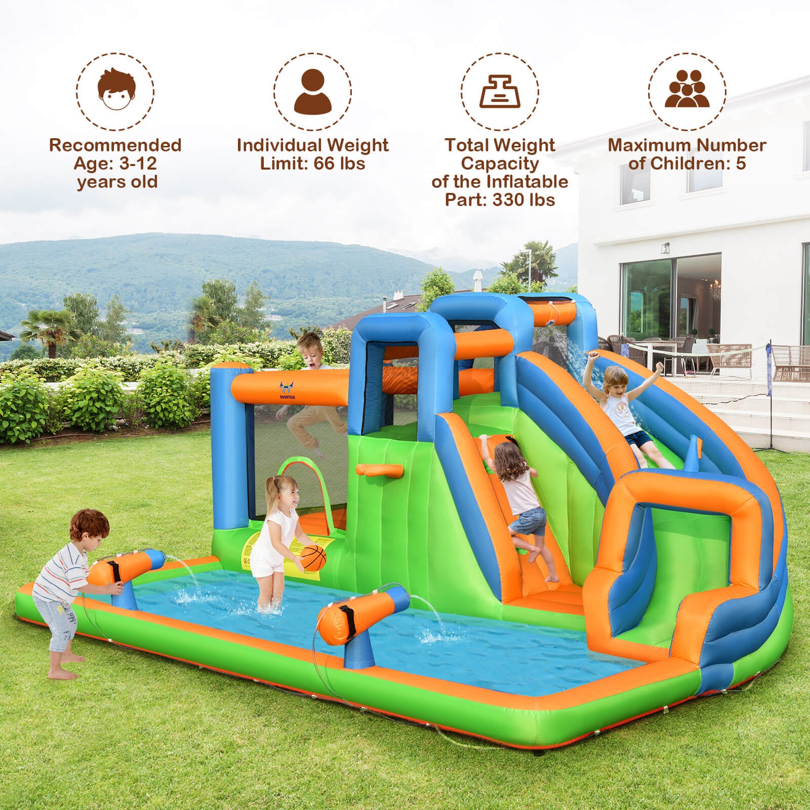 Inflatable Water Slide With Dual Climbing Walls, Blower Excluded Bounce House at Gallery Canada
