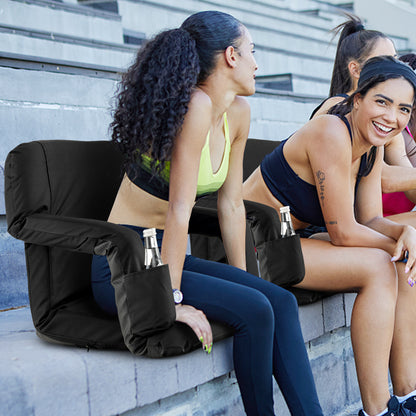 Foldable Bleacher Chair, 6 Reclining Positions, Padded Cushion, Black Water Sports at Gallery Canada