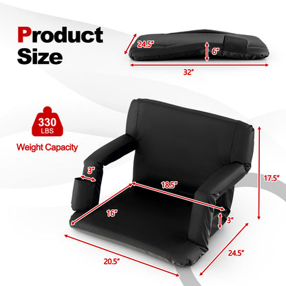 Foldable Bleacher Chair, 6 Reclining Positions, Padded Cushion, Black Water Sports at Gallery Canada