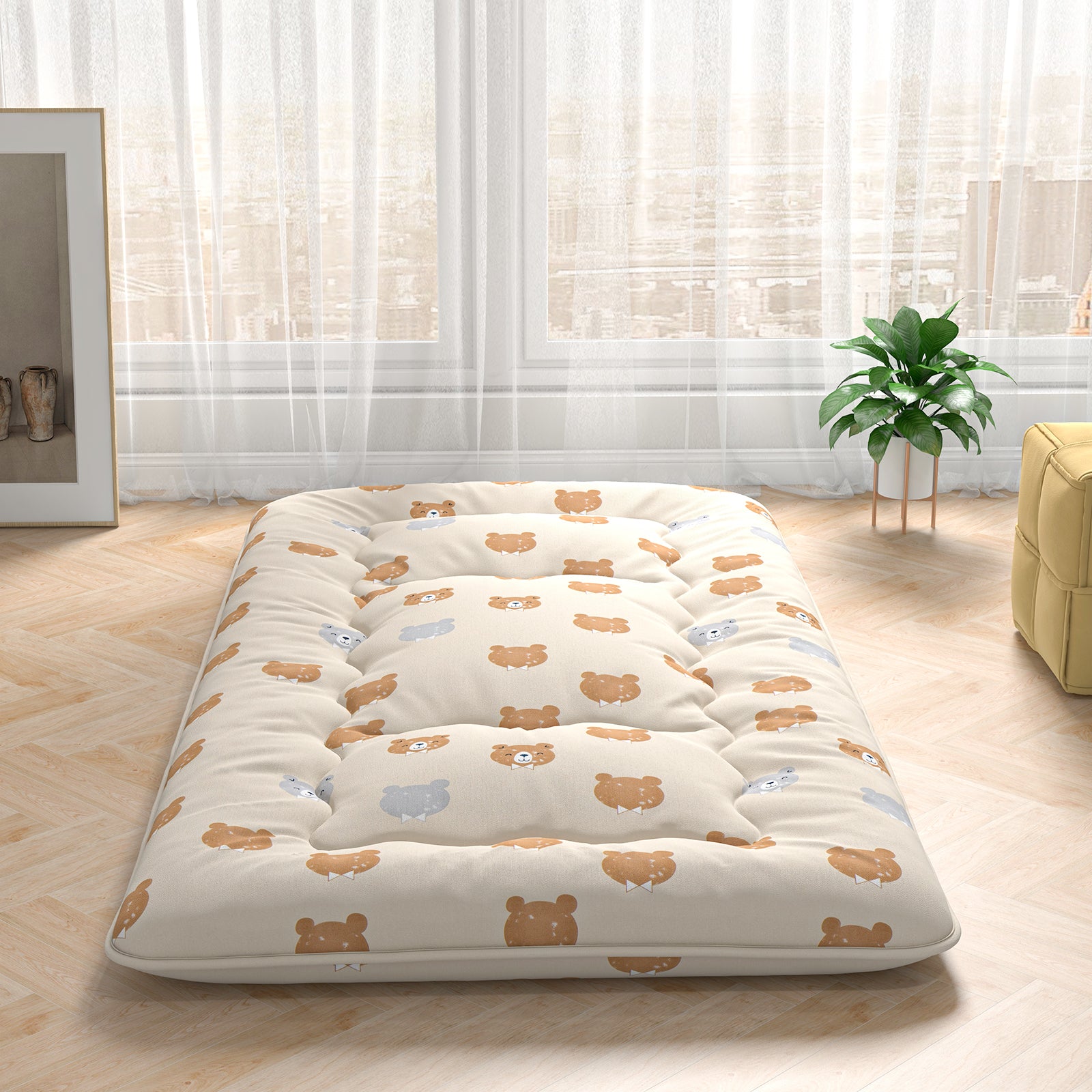 Foldable Futon Mattress, Twin Size, Washable Cover, Carry Bag, Brown Mattresses at Gallery Canada