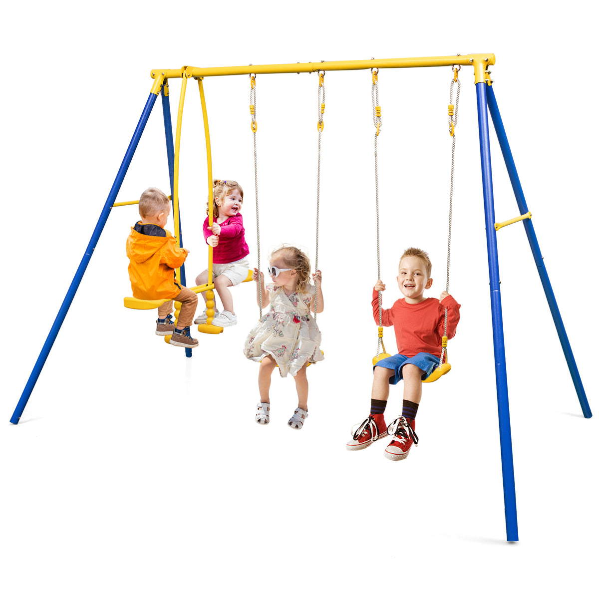 Metal Swing Set, 2 Swing Seats, 2 Glider Seats, Blue Swing & Playsets Blue at Gallery Canada