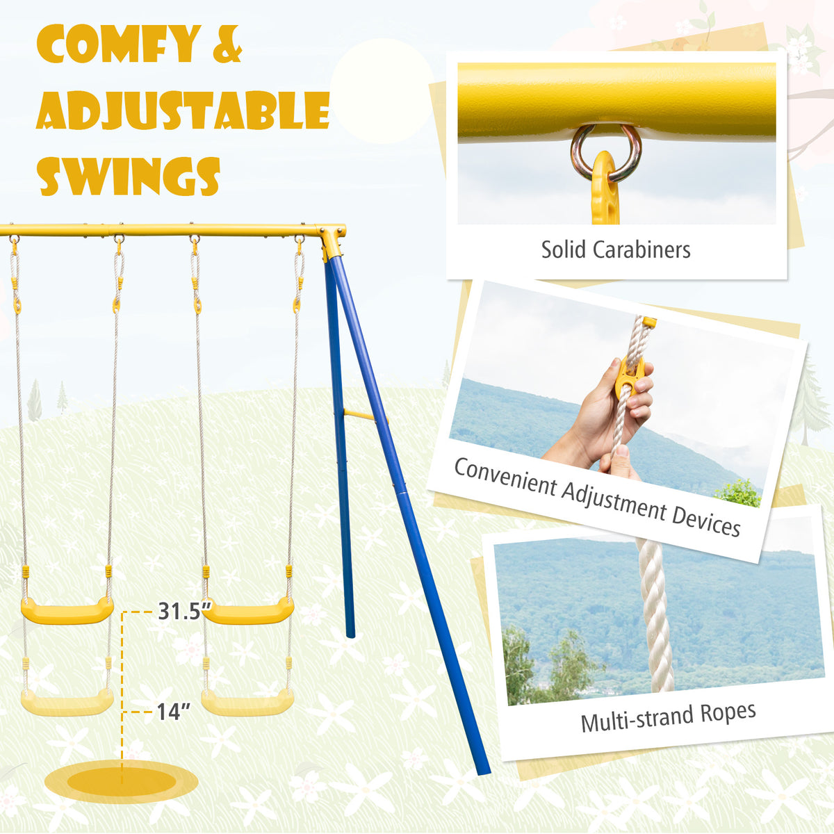 Metal Swing Set, 2 Swing Seats, 2 Glider Seats, Blue Swing & Playsets at Gallery Canada