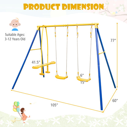 Metal Swing Set, 2 Swing Seats, 2 Glider Seats, Blue Swing & Playsets at Gallery Canada