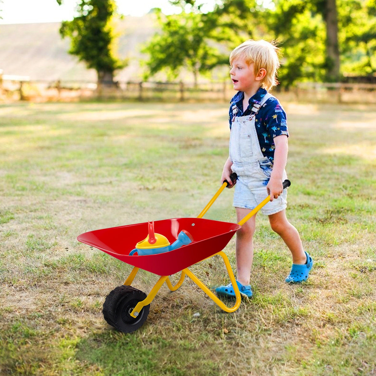 Kids Metal Wheelbarrow, Outdoor Garden Backyard Play Toy, Red Sandboxes at Gallery Canada