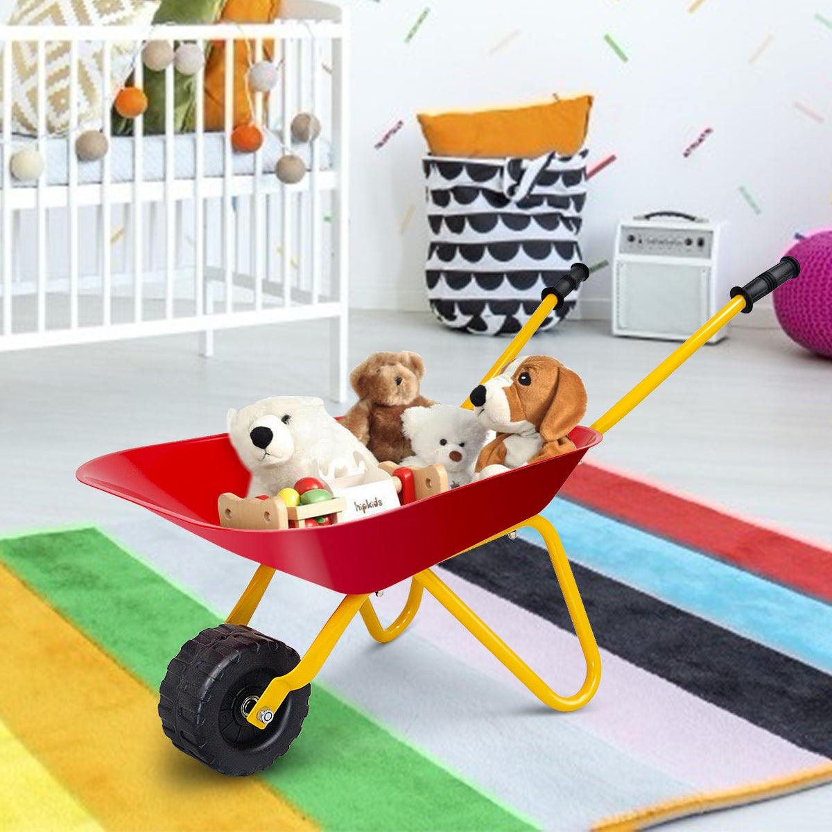 Kids Metal Wheelbarrow, Outdoor Garden Backyard Play Toy, Red Sandboxes at Gallery Canada