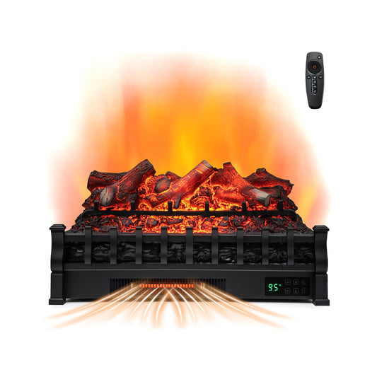 26 Inch Electric Fireplace Heater, Remote Control, Realistic Ember Bed, Black Fireplaces Black at Gallery Canada
