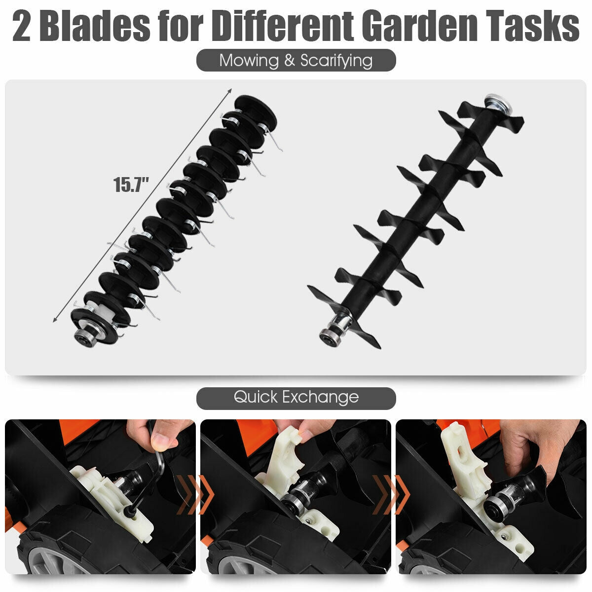 15 Inch 13 Amp Electric Scarifier, Collection Bag, Removable Blades, Orange Garden Tools at Gallery Canada