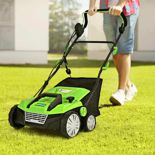 15 Inch 13 Amp Electric Scarifier, Collection Bag, Removable Blades, Green