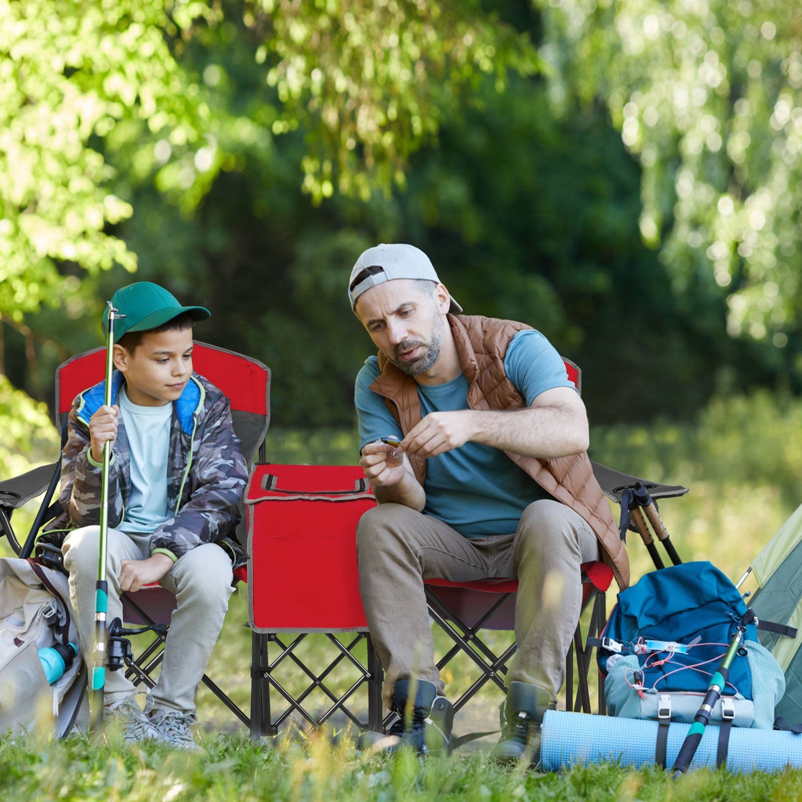Portable Folding Camping Chair With Cup Holder, Red Camping Furniture at Gallery Canada