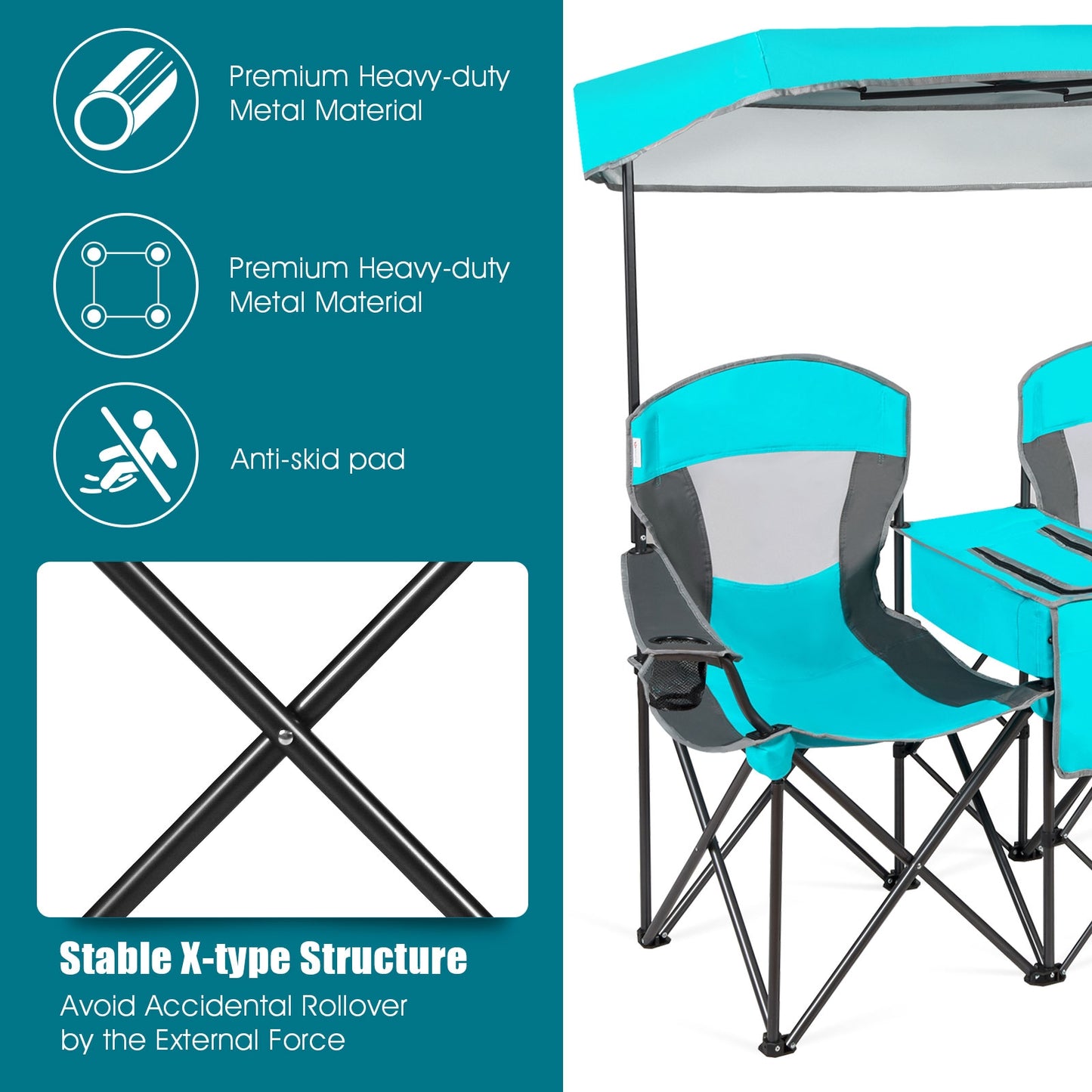 Portable Folding Camping Chair With Cup Holder, Turquoise Camping Furniture at Gallery Canada