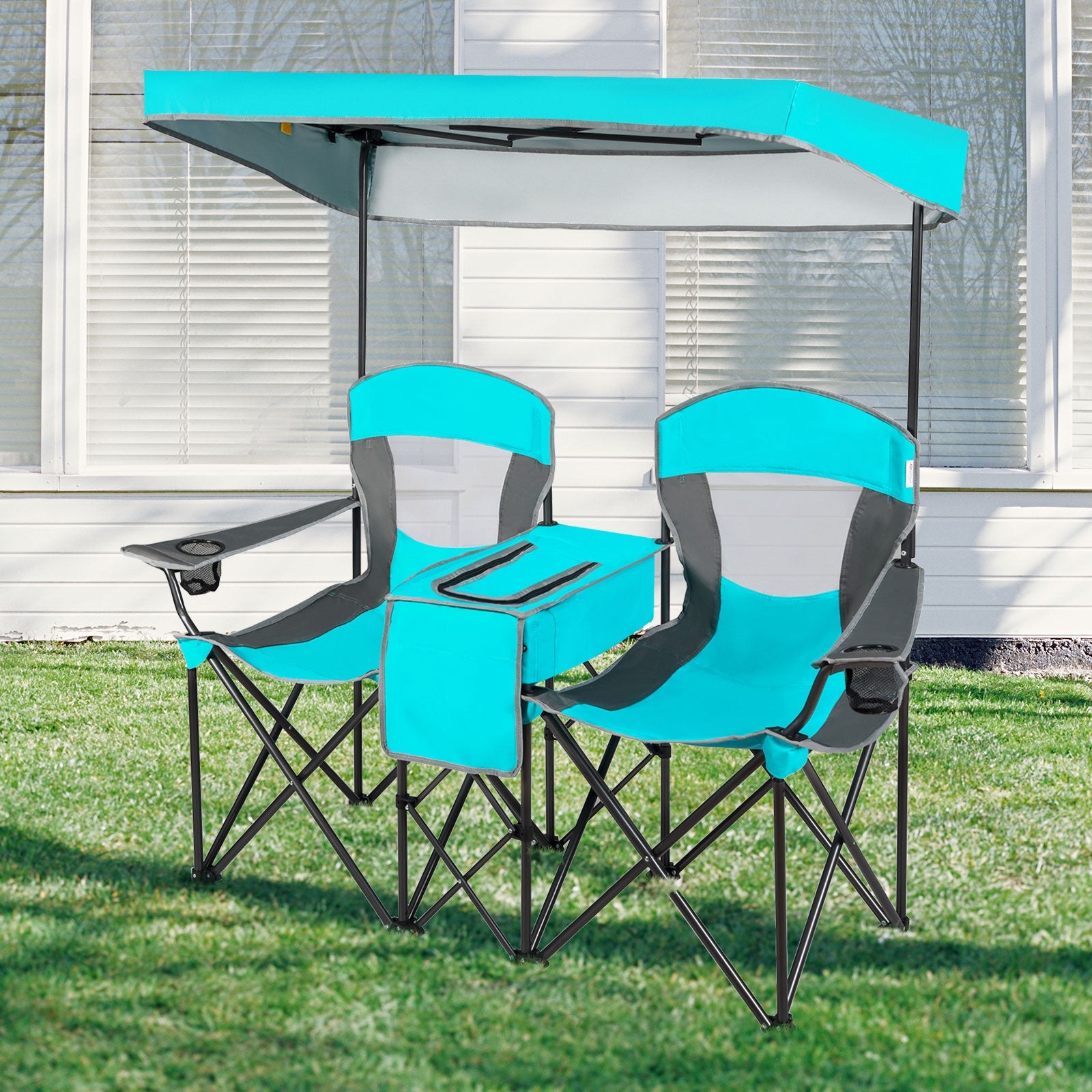Portable Folding Camping Chair With Cup Holder, Turquoise Camping Furniture at Gallery Canada