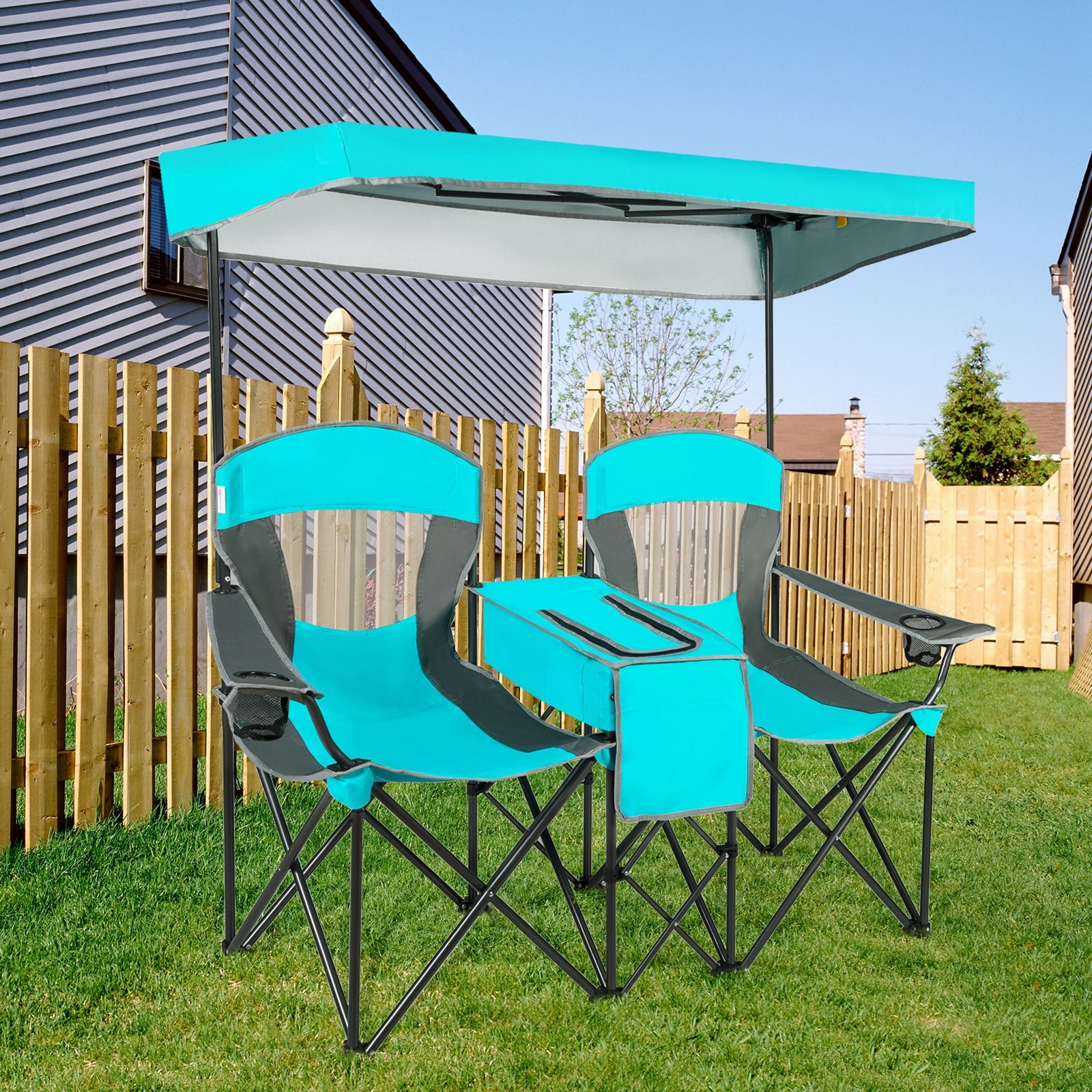 Portable Folding Camping Chair With Cup Holder, Turquoise Camping Furniture at Gallery Canada